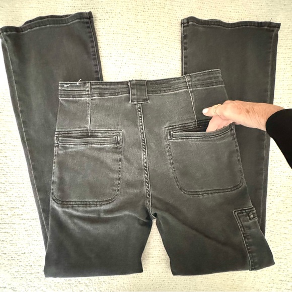 Anthro Pilcro Utility Moto Bootcut Jeans Faded Black Wash 29R - Picture 10 of 15